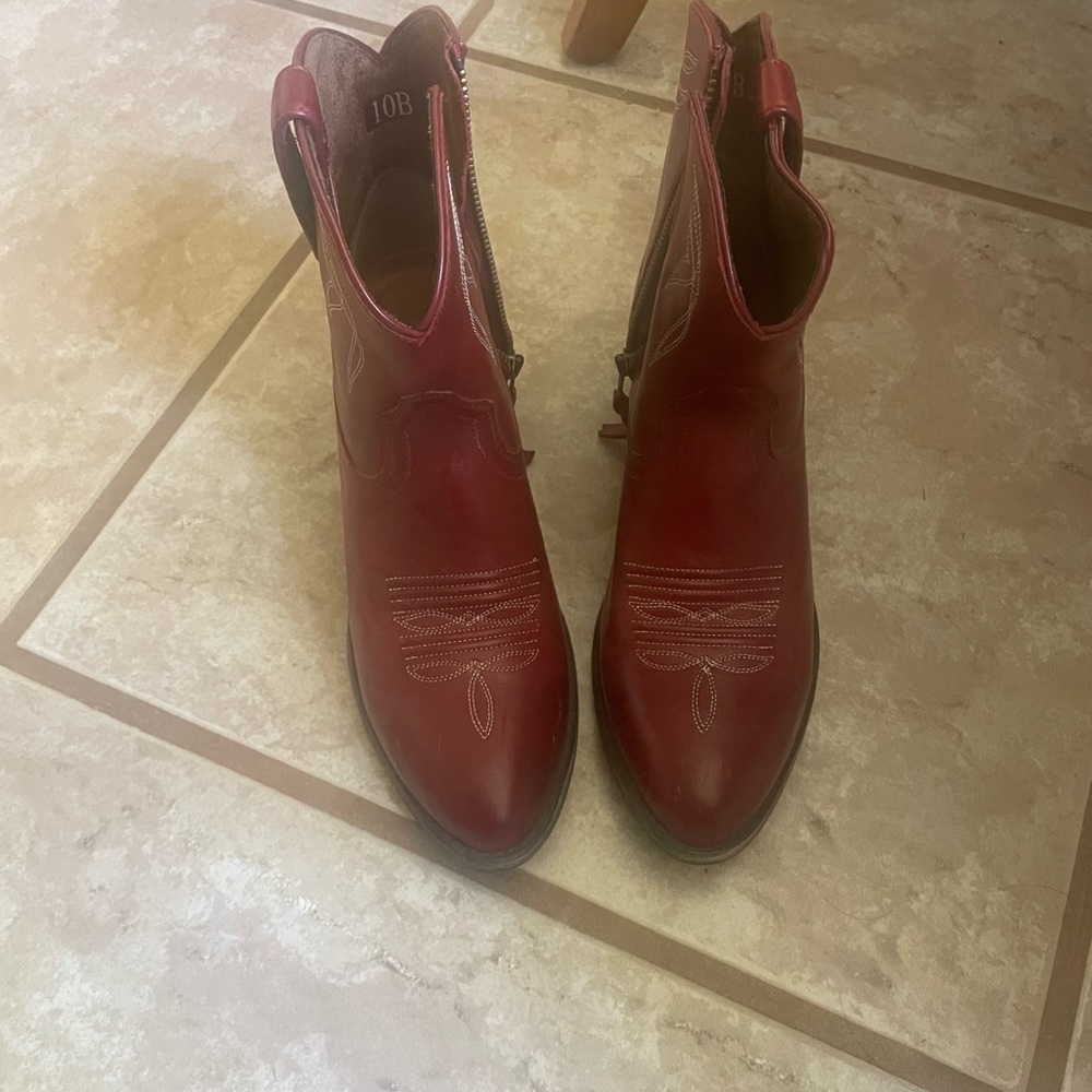 Ariat Red Leather Western Ankle Boots
